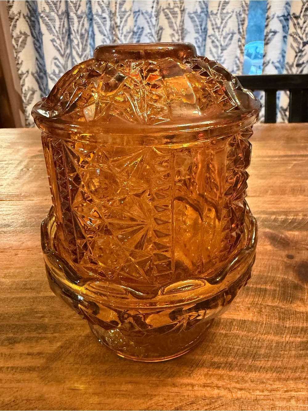 Indiana Glass Amber Fairy Lamp- Stars & Bars